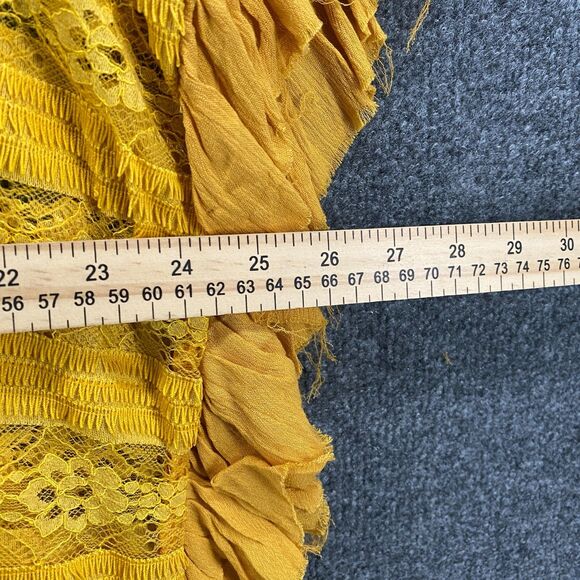 UMGEE Top Womens XL Mustard Lace Pullover Poncho Resort Casual Boho Hippie 90s - Picture 5 of 6